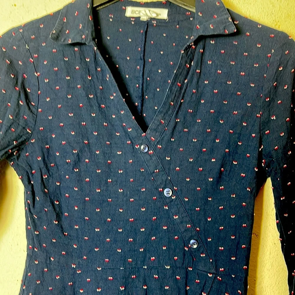 BCBGeneration Women's Blue Long Sleeve Shirt Dress 8 - Picture 4 of 7